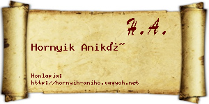 Hornyik Anikó névjegykártya